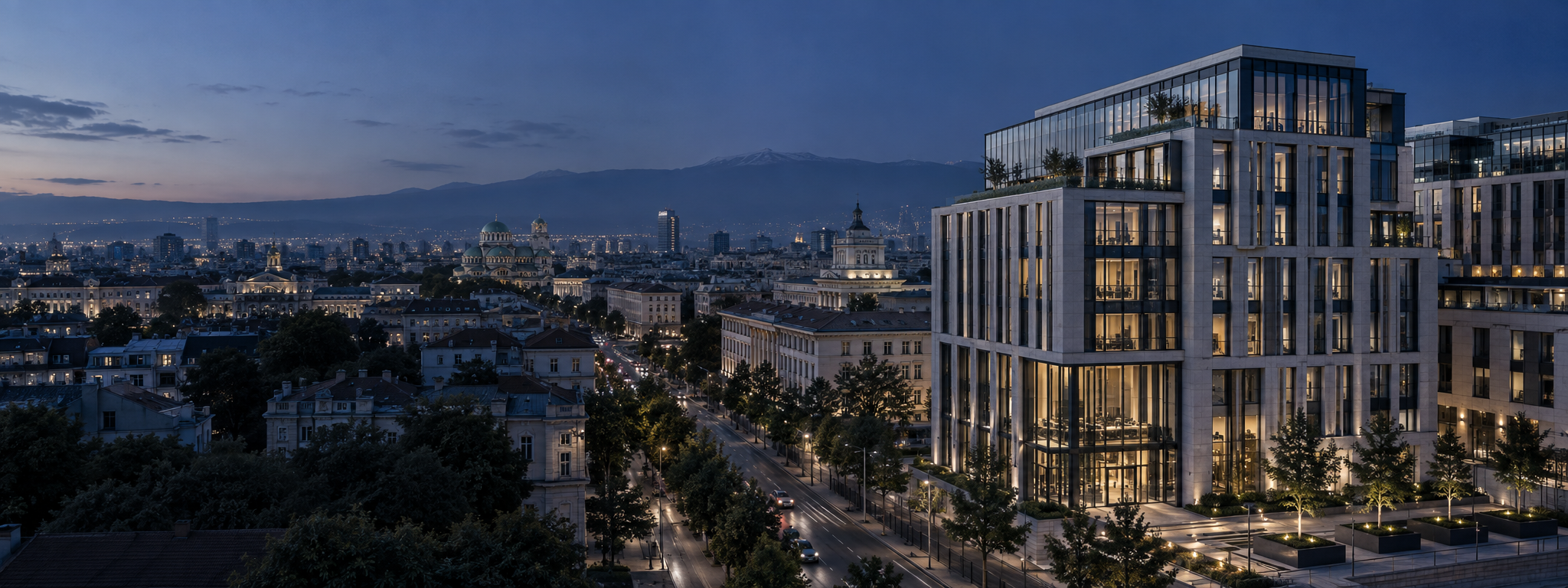 Sofia skyline and institutional real estate
